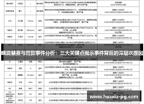 魏震禁赛与罚款事件分析：三大关键点揭示事件背后的深层次原因